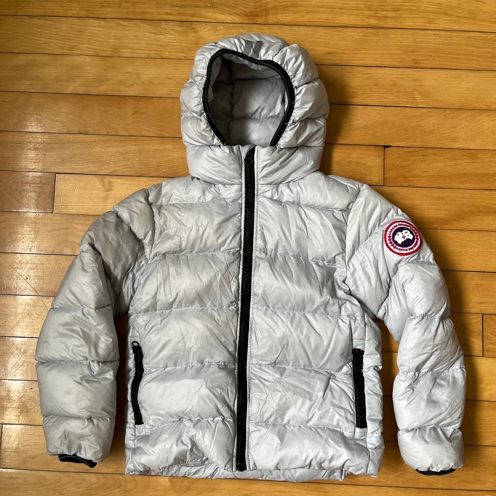 Canada Goose Kids Crofton Hoody Silver Puffer Jacket Size 6-7 120/60 Down Fill